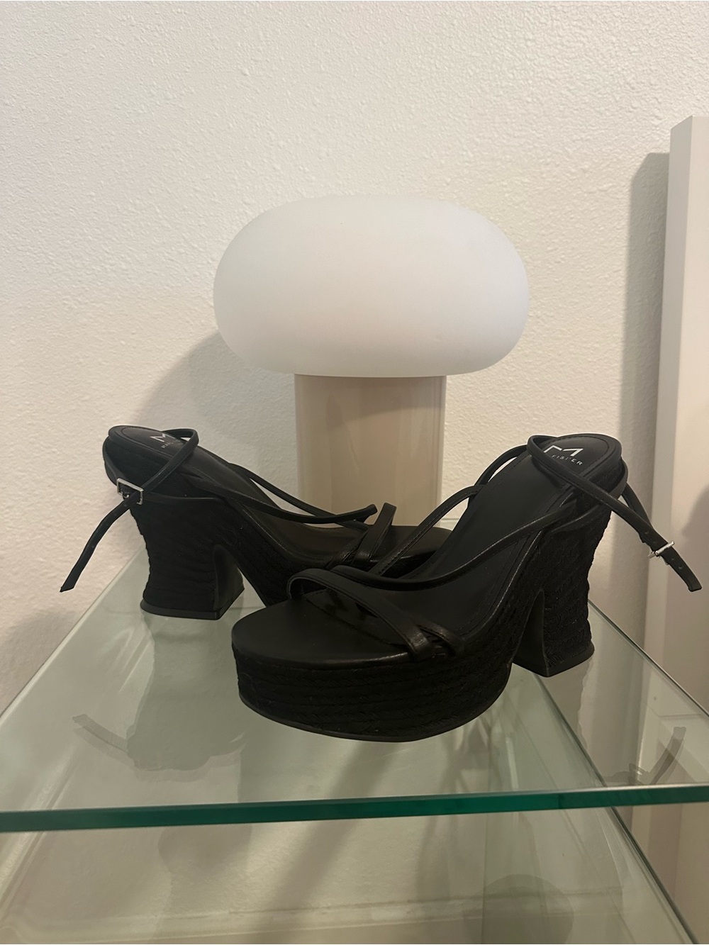 Marc Fisher Black Strappy Platform Heels